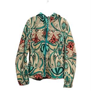 Women's Koppen Size L Jacket Coat Biome Print Hooded Zip Front Fleece Lined